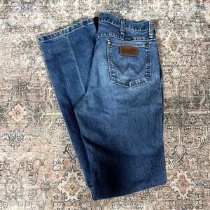 Wrangler 36MCV Performance Cowboy Cut Jeans Mens 33x35 Blue Denim Straight Faded